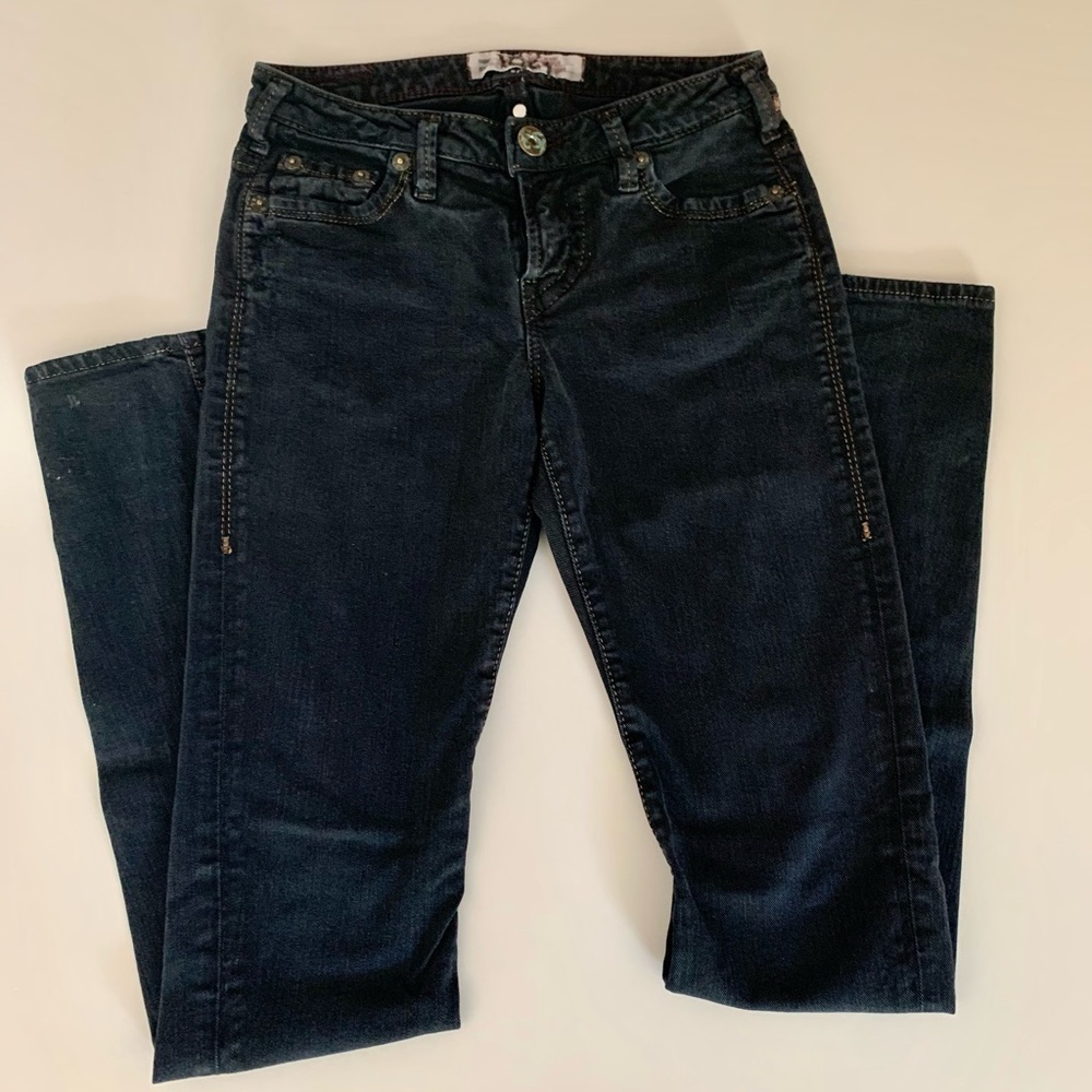 1921 Western Glove Works 26/32 black JEANS - straight leg - low rise - GUC